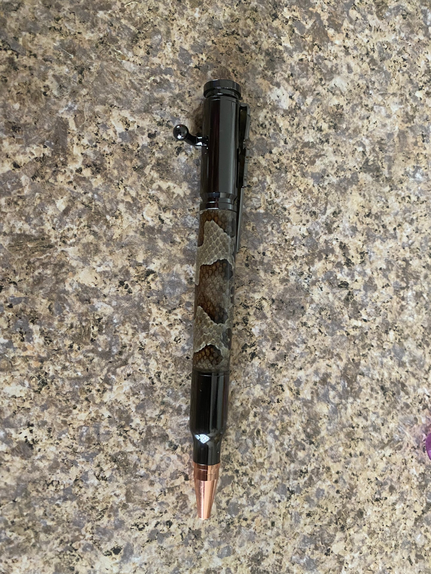 Copperhead Skin Bolt Action Ballpoint Pen