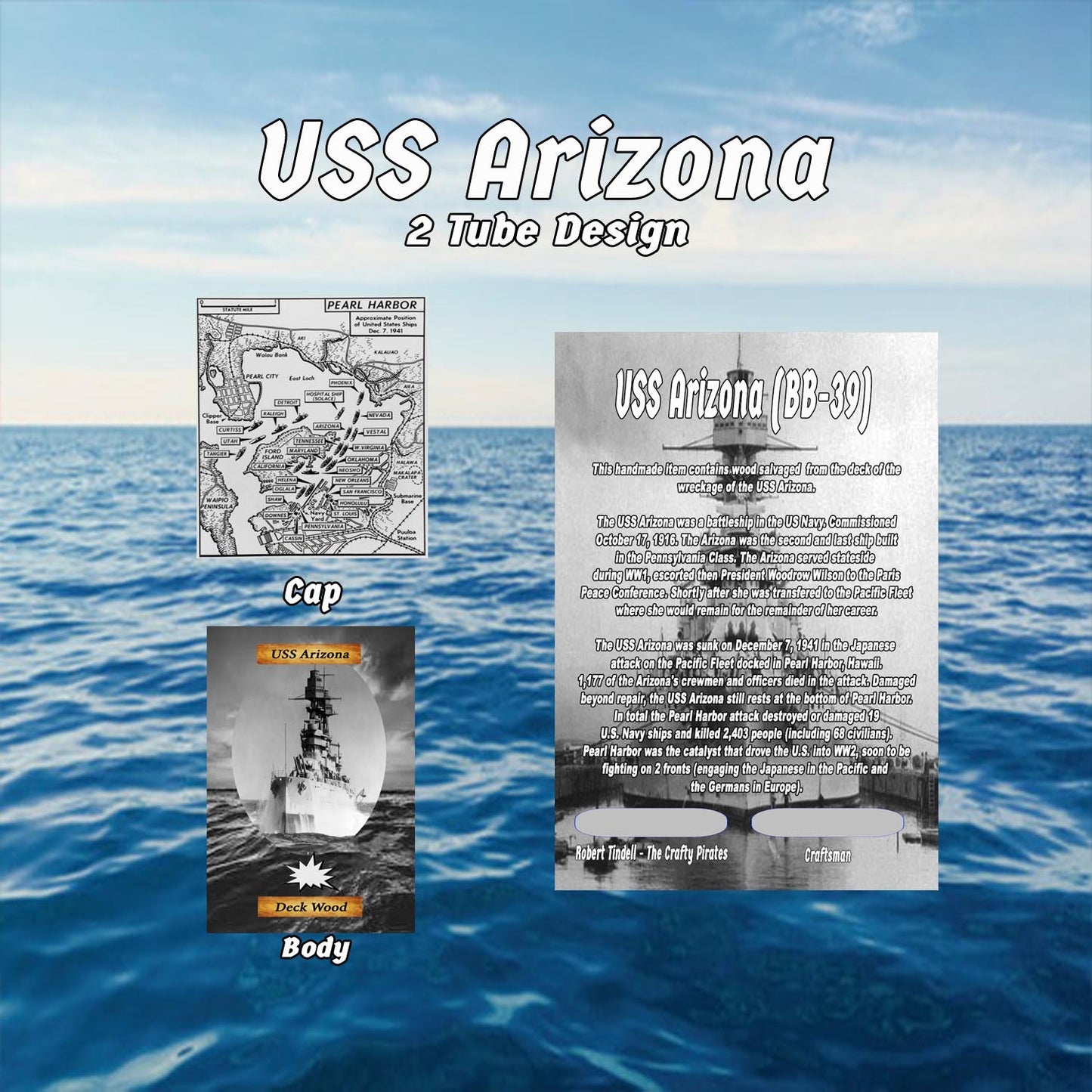 USS Arizona Embed Pen Blank
