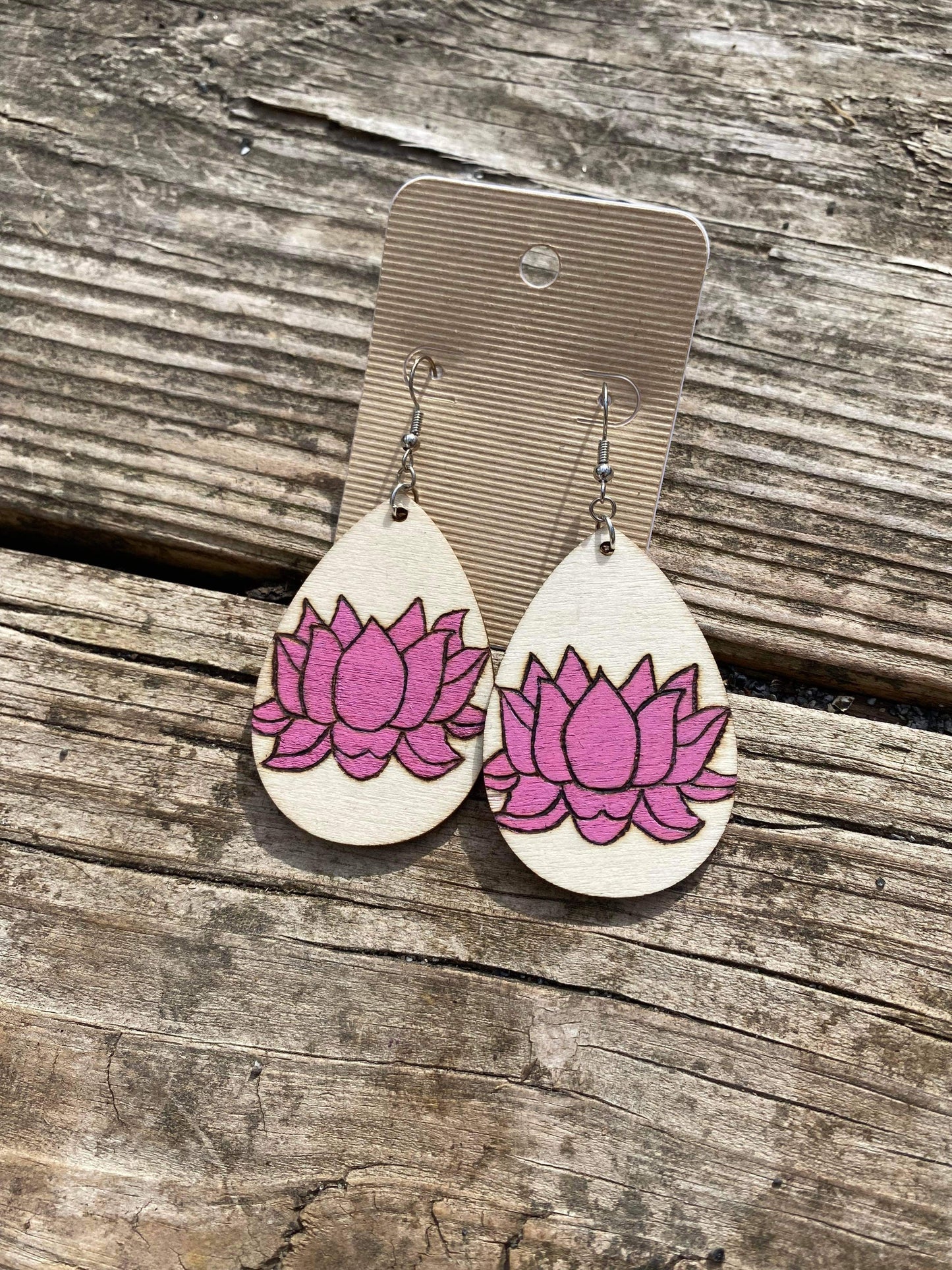 Hand Painted Lotus Earrings