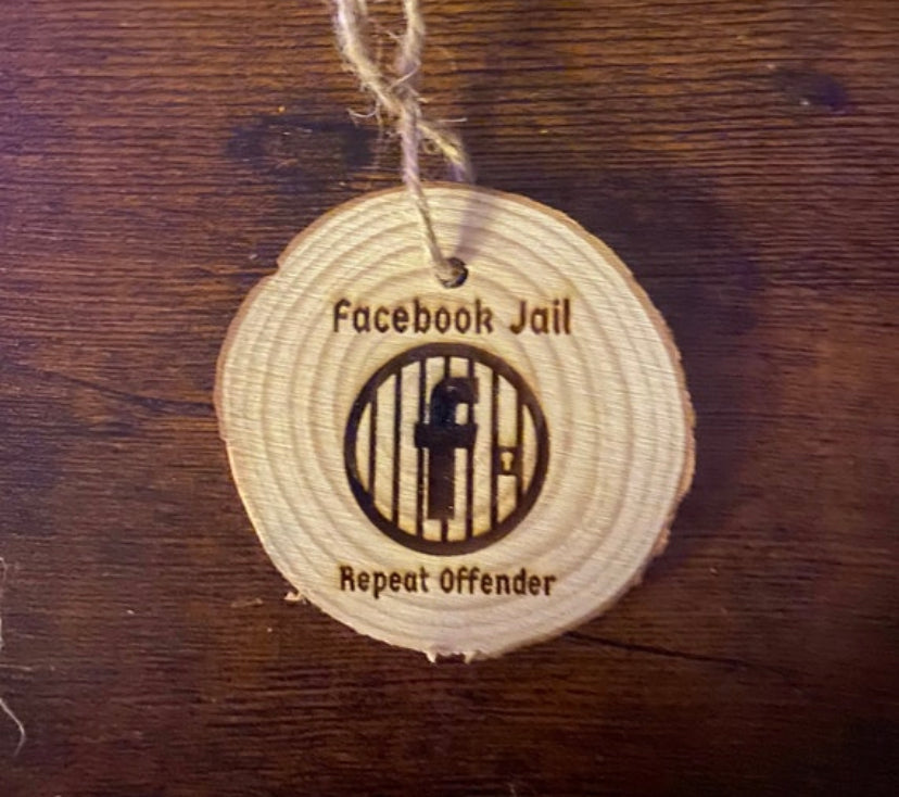 Rustic Facebook Jail Repeat Offender Ornament