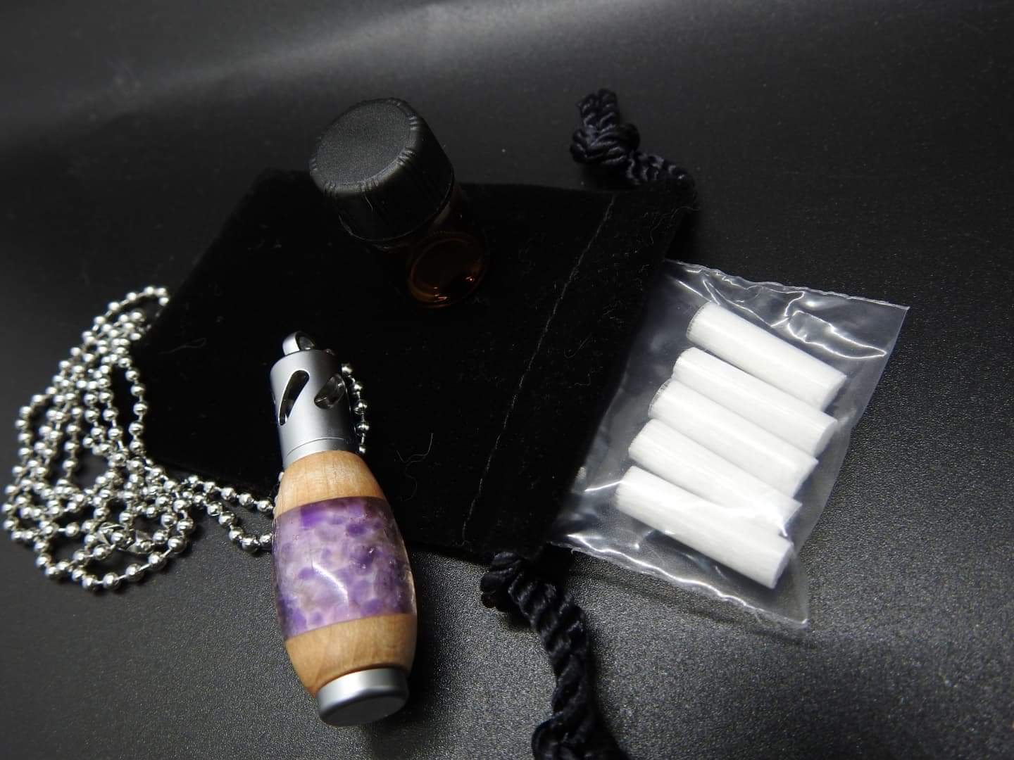 Essential Oil Diffuser Necklace w/ Amythyst